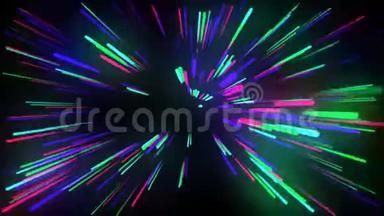 彩色迪斯科灯V J循环动画。 彩色超光驱动画全高清分辨率。
